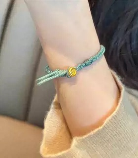 新中式蓝色金色盘缠编织手绳女款