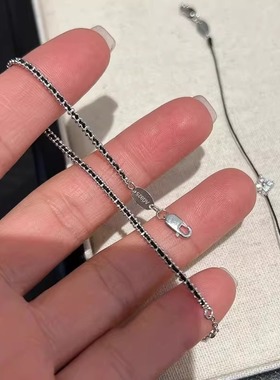 夏天叠戴四叶草细款黑色手绳女款