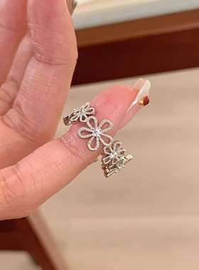 花环蕾丝戒指女小众设计开口轻奢