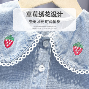 拉夏贝尔女童连衣裙2024新款宝宝薄款牛仔裙儿童洋气裙子小童夏装