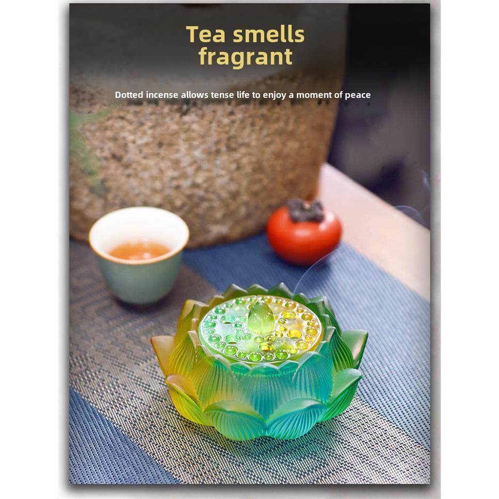 琉璃荷花香炉创意古董碟香檀香沉香睡眠香炉茶道家庭室内装饰,淘宝优惠券,粉丝福利购,淘宝优惠卷