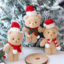 Christmas Cake Decoration Swing Piece Christmas Hat Scarf Small Bear Plush Teddy Little Bear Safe Night Gift Accessories