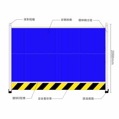 施工围挡板市政工程围栏方管工地安全隔离防护栏PVC彩钢防护挡板