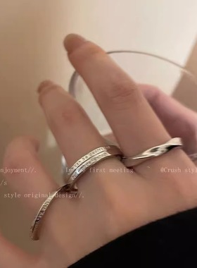 冷淡风简约开口戒指男女同款