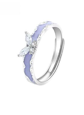 星光蝴蝶情侣戒指男女一对简约小清新夜光对戒时尚百搭纹理开口戒