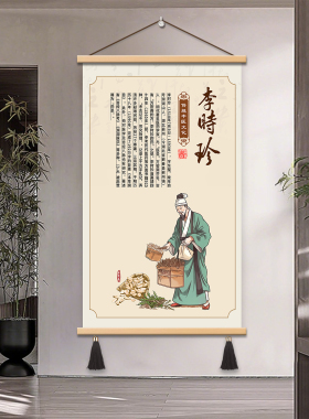 药王孙思邈画像古代名医医圣张仲景华佗李时珍养生馆装饰卷轴挂画
