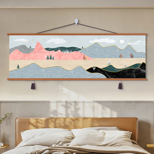 来图定制卧室装饰画床头挂画现代沙发卧室免打孔背景墙布艺壁画 - 图0