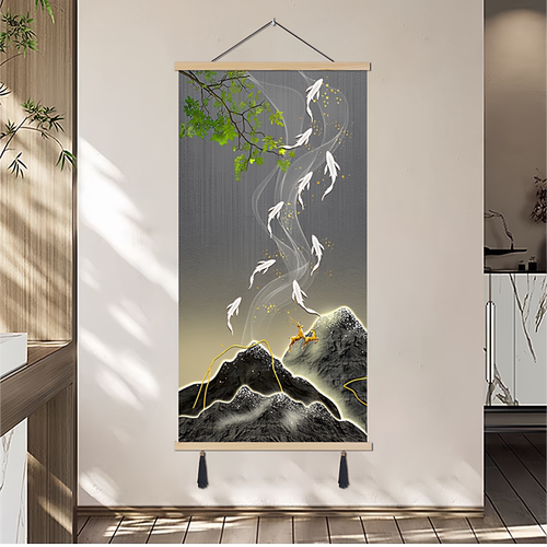 现代简约绿意时光装饰画轻奢走廊挂画奶油风小清新客厅玄关卧室画 - 图0