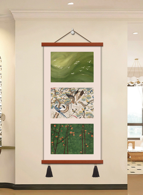 绿色花卉法式中古风玄关装饰画客厅清新摆画餐厅挂画复古卧室壁画
