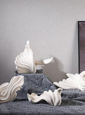 简约侘寂风家居客厅电视柜玄关书房样板房抽象几何陶瓷装饰摆件