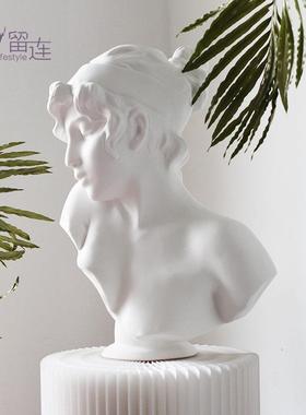 北欧少女半身人物雕塑法式白色人像头像艺术高级雕像树脂大摆件