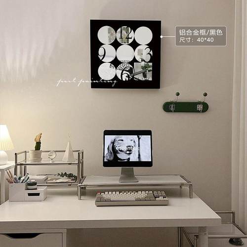 港画北欧镜子画装饰画轻奢ins风黑白艺术高级摆画沙发背景墙挂画 - 图1