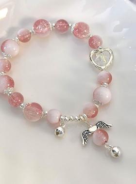 2026蝴蝶碎花天使小众彩色手串大小双拼爆花晶串珠手链手饰送闺蜜