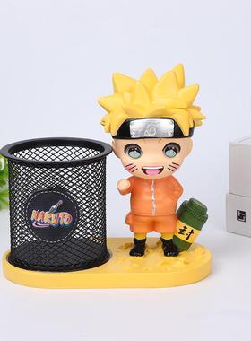 2026儿童节礼物Q版火影忍者树脂工艺品摆件 漩涡鸣人笔筒卡卡西文