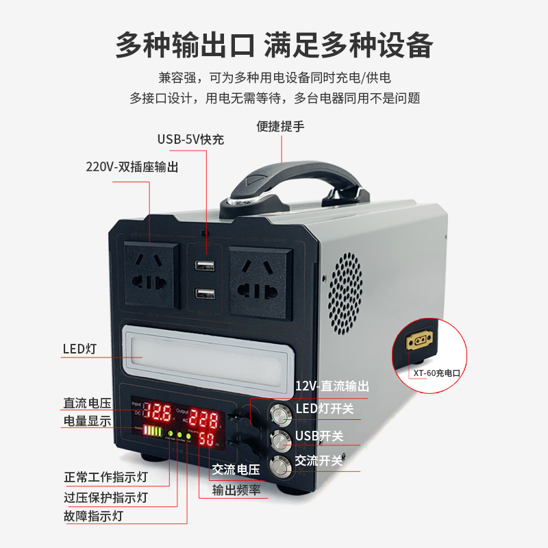 户外移动纯正弦波逆变器主板12V24V转220V锂电池一体电源套件外壳