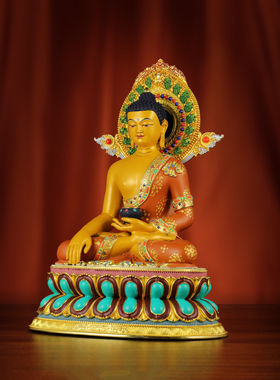 黄铜材质精工打造彩绘释迦牟尼佛像供奉释迦摩尼铜雕摆件5寸/7寸