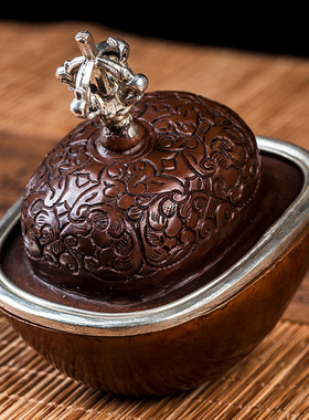 密宗佛具摆件纯铜雕花托巴紫铜