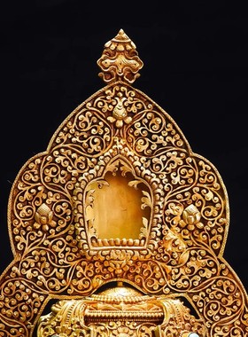 家用尼泊尔工艺手工浮雕长寿宝瓶铜鎏金无量寿宝瓶供奉摆件十二寸