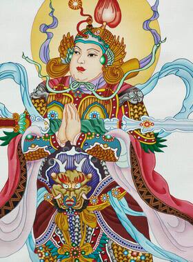 唐卡挂画韦陀尊天护法画像家用手工装裱韦驮菩萨玄关装饰挂画壁画