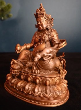 西藏纯铜黄财神佛像密宗佛像红铜占巴拉招财供奉摆件3寸7寸