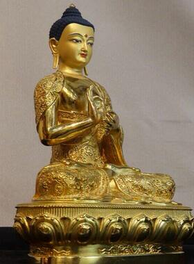 黄铜燃灯佛佛像摆件7寸10寸鎏金如来佛家居桌面供奉铜雕像工艺品