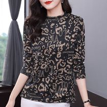 BAO WELN Develed undershirt woman dress 2023 autumn winter new mom long sleeve t-shirt big code half high collar clothes