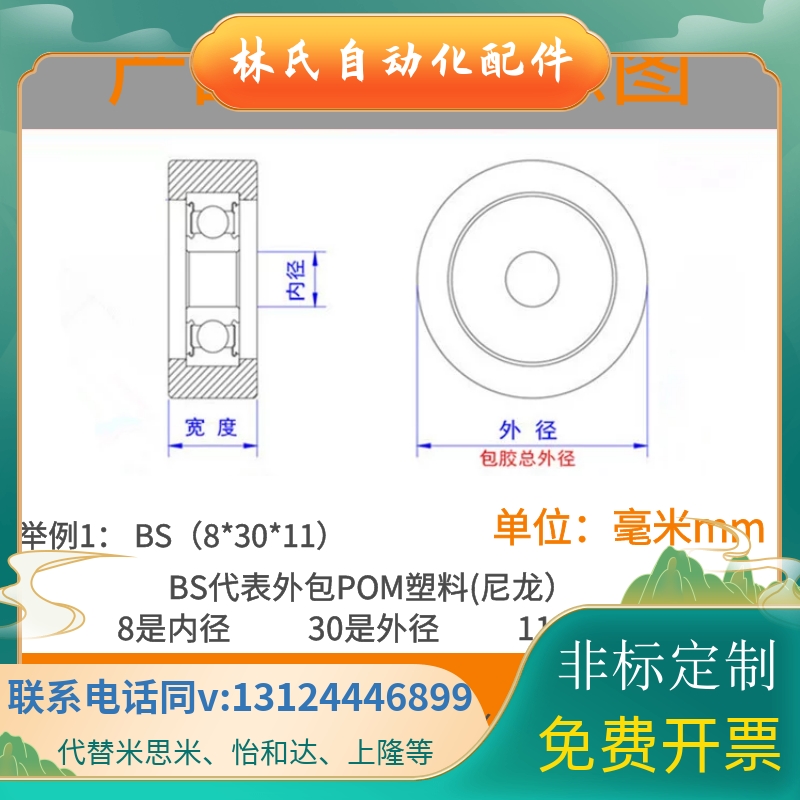 626包胶包塑轴承滑轮滚轮608轴承胶轮尼龙塑料轮子外包POM塑料 - 图0