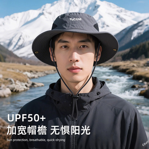 啄木鸟西部牛仔登山帽男夏季户外防晒帽防紫外线钓鱼遮阳渔夫帽女 - 图1