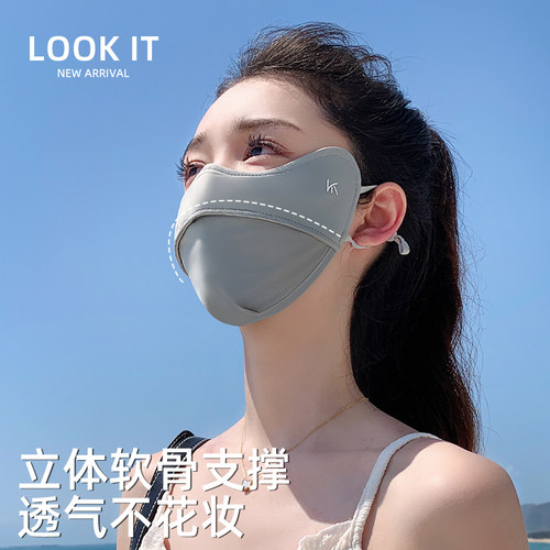 啄木鸟防晒口罩女夏季2026新款防紫外线面罩薄全脸冰丝透气脸基尼 - 图2