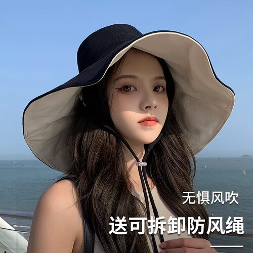 帽子女2026新款双面百搭显脸小遮阳帽女款素颜遮脸韩版大檐渔夫帽 - 图3