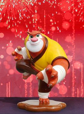 卡通熊限定玻璃钢户外引流雕塑