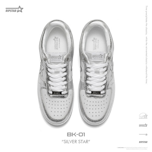 RIPSTAR/爆炸星银色休闲板鞋男女款春夏新款百搭运动鞋子【银星】 - 图2