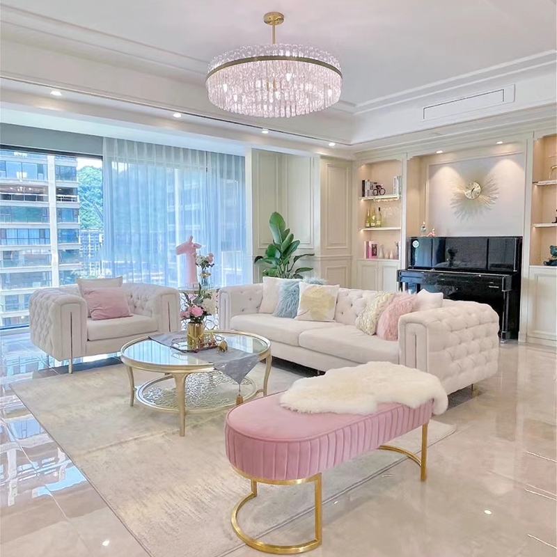 美式轻奢组合客厅小户型现代简约2024新款网红奶油风皮布艺沙发