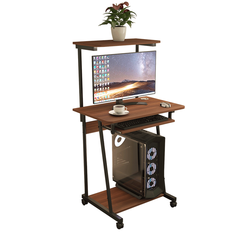可移动电脑桌台式简易带灯学习桌书桌现代简约小户型写字桌床边桌 - 图3