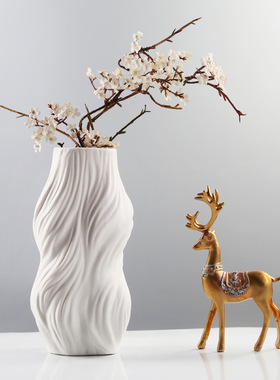 简约欧式家居饰品摆件白黑色陶瓷花瓶客厅酒柜干花工艺品花器