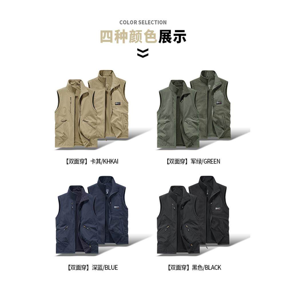 啄木鸟男士马甲秋冬季坎肩工装加绒加厚双面穿马夹背心外穿外套潮,淘宝优惠券,粉丝福利购,淘宝优惠卷