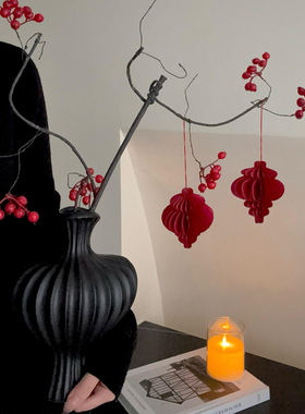 中古风红色冬青发财果仿真花乔迁结婚新年喜庆仿真花束装饰摆件