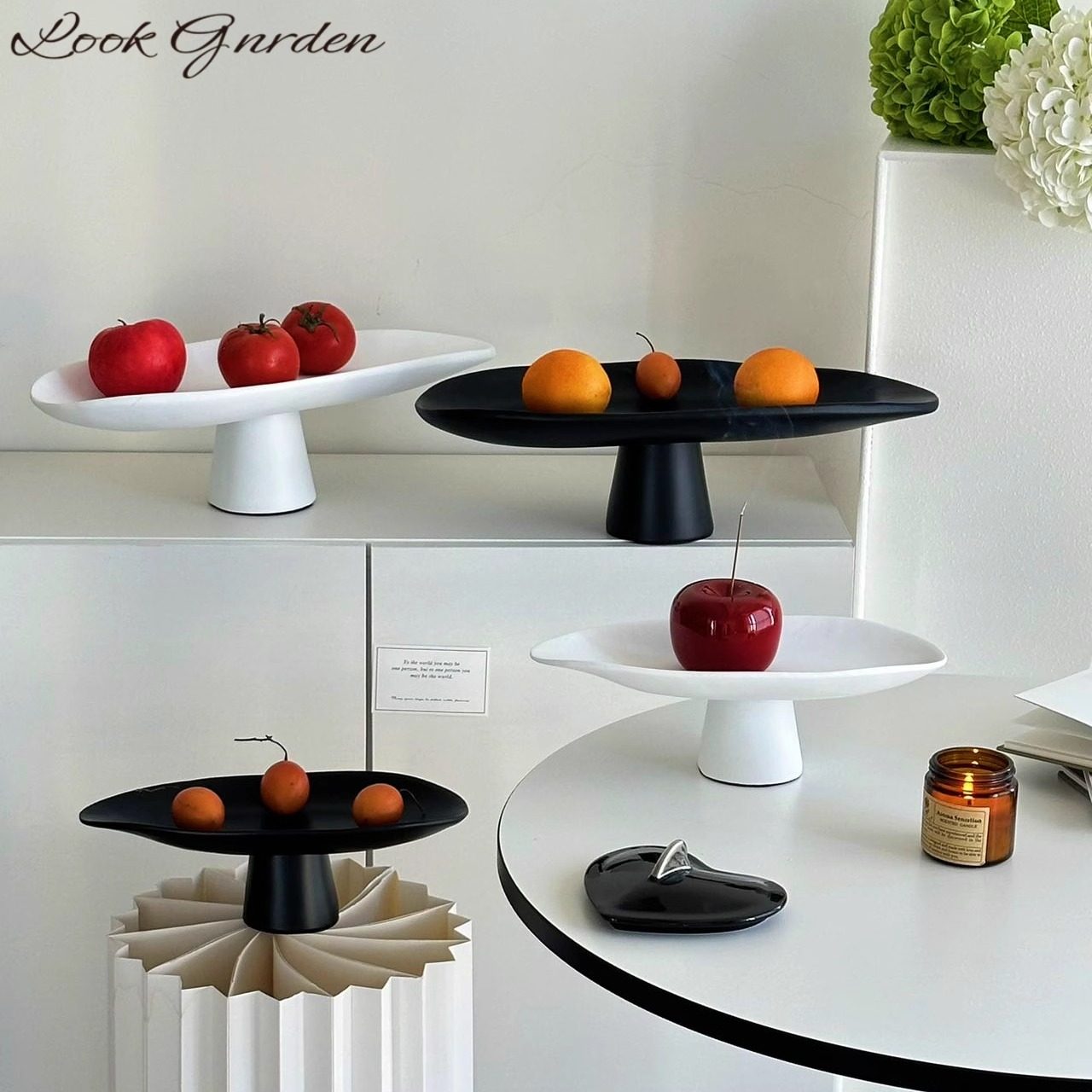 意式简约餐桌高脚果盘摆件软装售楼处家居客厅茶几收纳托盘,淘宝优惠券,粉丝福利购,淘宝优惠卷
