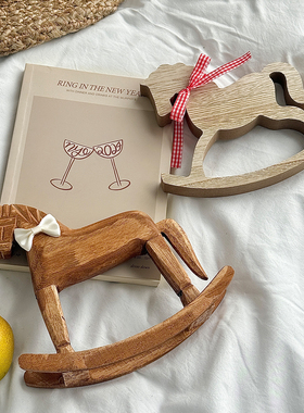 高级感复古摇摇马摆件客厅玄关电视柜桌面装饰ins风拍照道具木马