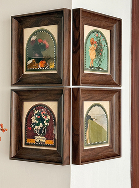 宋代美学挂画中古风装饰画客厅转拐角布置中式复古餐厅高级感壁画