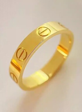 正品卡佳沙金越南沙金戒指时尚对戒光面金情侣一字男女指环