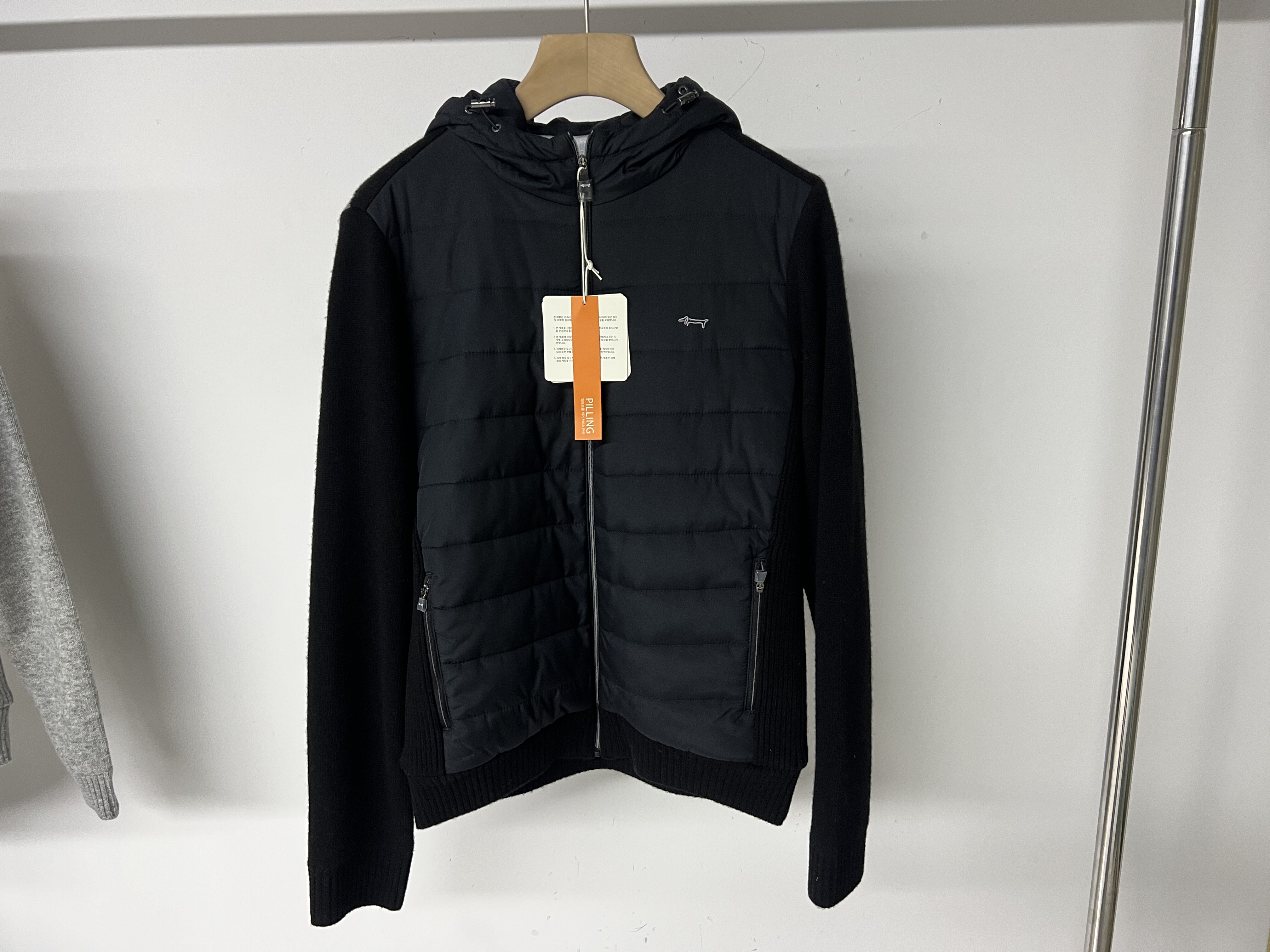 039 出韩国矮腿小狗高尔夫女士秋冬夹棉针织拼接连帽外套防风保暖,淘宝优惠券,粉丝福利购,淘宝优惠卷