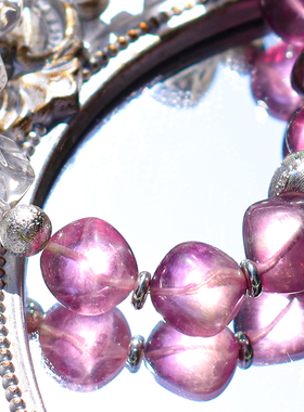 白水晶紫萤石陨石体水晶手链 冬至