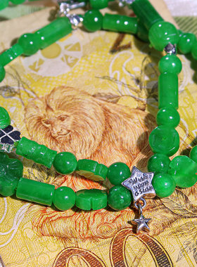 天然干青种翡翠双圈手链