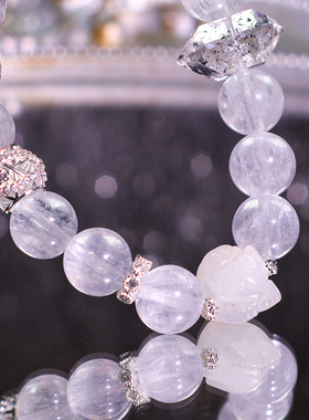 天然白狐毛趴趴狐闪灵钻水晶手链  12.19冬至节直播间专属