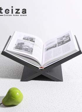 Oteiza简约现代木质皮革书架杂志架样板间售楼处书房酒店客房摆件