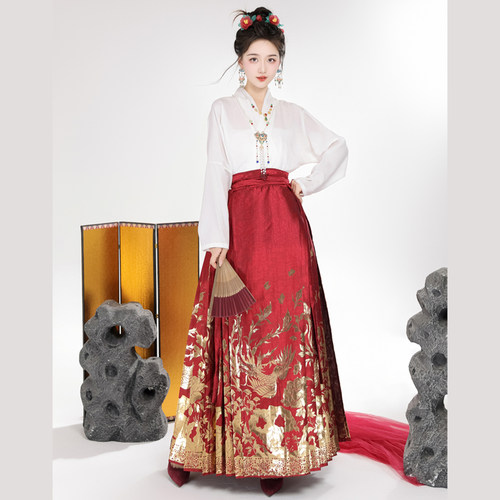 凤羽新款织金马面裙套装日常穿新中式半身裙明制汉服拜年服春秋款 - 图2