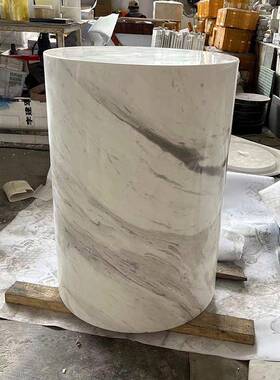 洞石柱座别墅酒店底定客6918-XYC厅落地装饰立柱天然大理石圆摆件