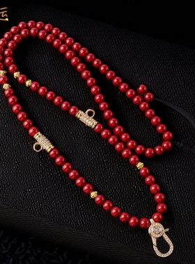 高档佛牌唐卡百搭链子朱砂链项链唐卡脖子挂绳双挂项链绳可调节