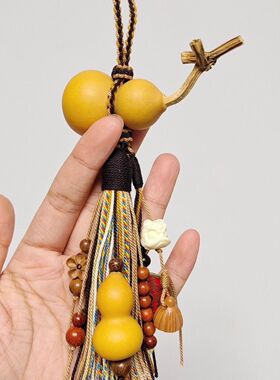 复古风天然葫芦包挂山鬼花钱车挂钥匙扣随身把玩件男女款新年款